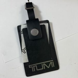 Tumi Luggage ID Hang Tag Briefcase Duffle Tag Travel Leather Black BRAND NEW